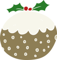 flat color style cartoon christmas pudding png