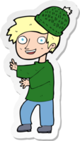 sticker of a cartoon man wearing winter hat png