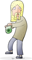 dessin animé hippie homme avec sac de mauvaises herbes png
