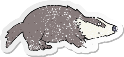 distressed sticker of a cartoon badger png