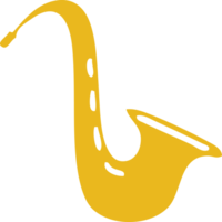 flat color retro cartoon of a musical saxophone png