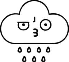 line drawing cartoon of a storm rain cloud png