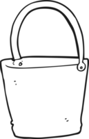 hand drawn black and white cartoon bucket png