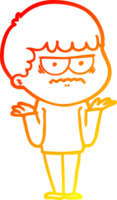 warm gradient line drawing of a cartoon angry man png