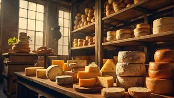 AI generated Beautiful vintage cheese factory photo