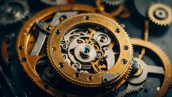 AI generated clock mechanism close up photo