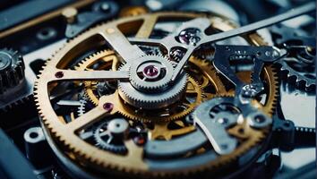 AI generated clock mechanism close up photo