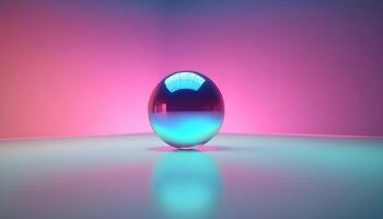 AI generated a ball with a blue and pink light on it photo