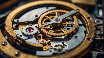 AI generated clock mechanism close up photo