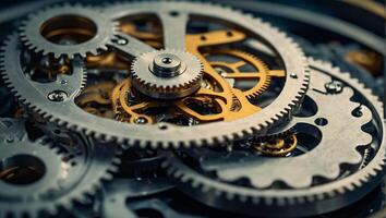 AI generated clock mechanism close up photo