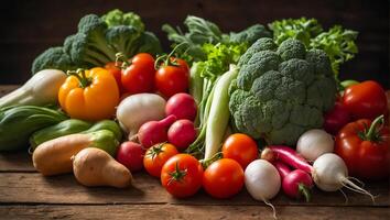 AI generated Fresh assorted farm vegetables photo