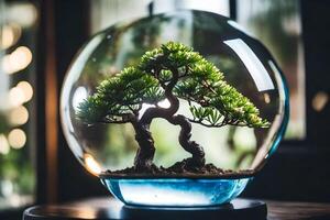 ai generado bonsai árbol en un vaso cuenco foto