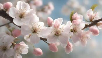 AI generated a close up of a branch of cherry blossoms photo