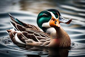 AI generated a duck with a beak and a green head photo