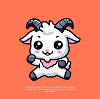 Cute Happy Goat Jump Cartoon Vector Icon Illustration.