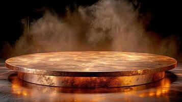 AI generated a large round table with smoke coming out of it photo