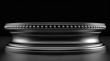 AI generated a black round table with a silver base photo