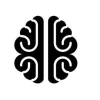 un negro y blanco ilustración de un cerebro icono vector