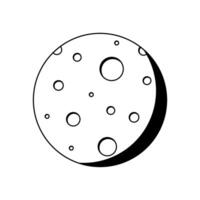 a black and white drawing of a moon with circles icon vector