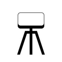 a black and white image of a tripod with a white sign showcase icon vector