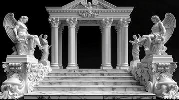 AI generated a marble archway with statues and angels photo