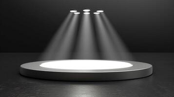 AI generated a spotlight is shining on a round table photo