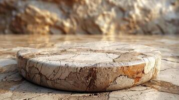 AI generated a marble table sitting on top of a rock photo