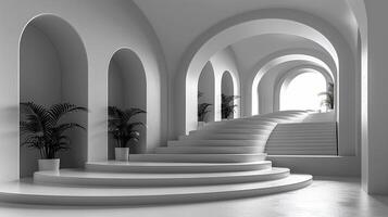 AI generated white stairs in a room with a white wall photo