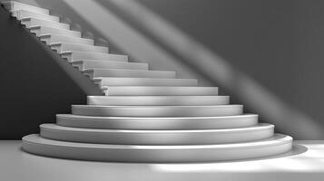 AI generated 3d rendering of a staircase in a white room photo