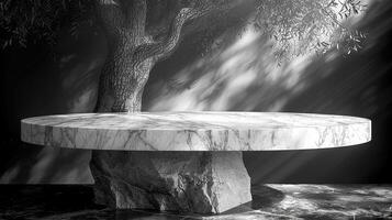 AI generated a black and white photo of a marble table