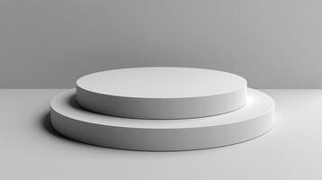 AI generated 3d render of a white podium on a gray background photo