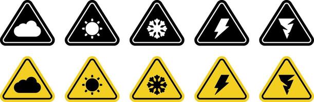 collection of weather warning icons, weather symbols. modern vector isolated on white background. design for poster, web, app, social media.