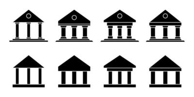 banco edificio icono silueta diseño recopilación, vector aislado en blanco antecedentes. diseño para aplicación, web, logo.