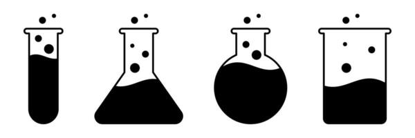 cubilete icono recopilación, laboratorio cubilete simbolos blanco antecedentes plano diseño. vector para aplicación, web, social medios de comunicación, volantes. Ciencias tecnología tema ilustración