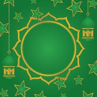 green islamic background. with a circular ornament and a star icon-free copy space area. vector design for poster, greeting card, social media, banner, web.