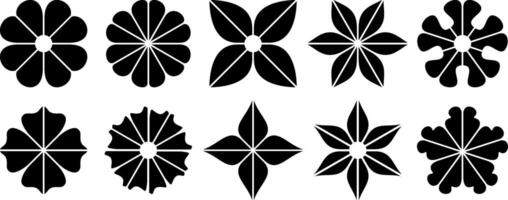 simple flower icon set. silhouette vector isolated on white background. design can be edited