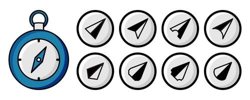 travel symbol compass set icon. vector isolated on white background. design for app, web, poster, social media.