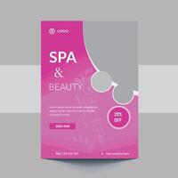 Spa Flyer Template design with simple, elegant and stylish design, with green and gold color combination, suitable for brochure, flyer, invitation and other vector