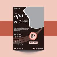 Spa Flyer Template design with simple, elegant and stylish design, with green and gold color combination, suitable for brochure, flyer, invitation and other vector