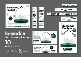 Ramadán kareem bandera colocar. negocio anuncios bandera modelo conjunto vector