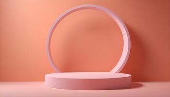 AI generated 3d render of a pink pedestal on a pink background photo