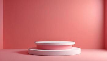 AI generated round pedestal on a pink background 3d rendering photo