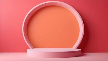 ai generado 3d hacer de un blanco oval en un rosado antecedentes foto