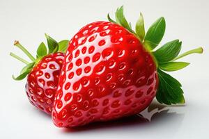 AI generated Ripe organic strawberry berry on a light background photo