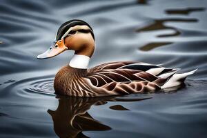 ai generado un Pato nadando en el agua foto