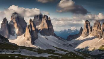 ai generado el dolomitas, Italia foto