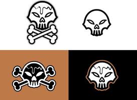 Skull head and crossbones artwork illustration. Vector skull head cartoon illustration