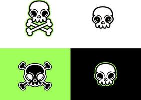 Skull head and crossbones artwork illustration. Vector skull head cartoon illustration