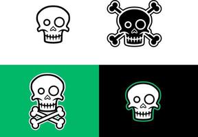 Skull head and crossbones artwork illustration. Vector skull head cartoon illustration