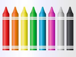 set of colorful crayons displayed in a horizontal vector